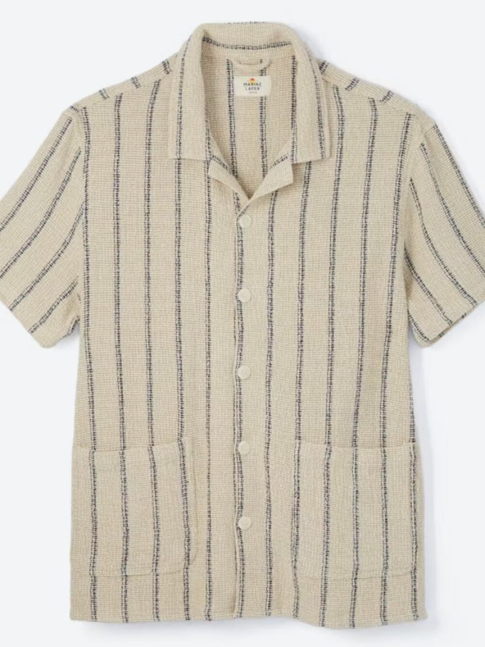 Marine Layer Diego Camp Weave Cotton Resort Striped Button-Up Shirt XL